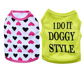 KUTKUT Combo of 2 Stripe Print Pet Vest Breathable Autumn,Spring & Summer Cotton Sleeveless Shirt for Small Dog and Cat (Size: L, Chest Girth 45cm, Neck Girth 32 cm, Back Length 35 cm) - kutk